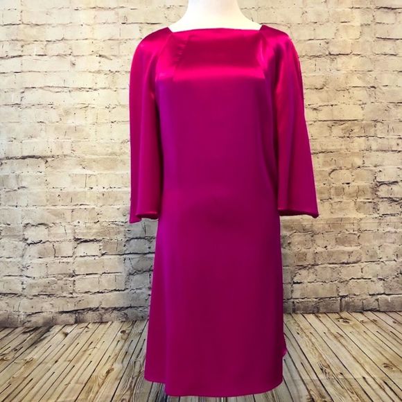 Hot Pink evening dress with open back gorgeous bow Small. EUC BARBIECORE - Picture 3 of 4